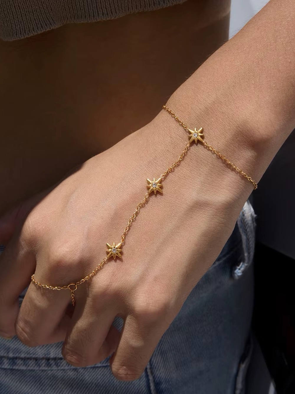 18K Gold Plated Star Hand Chain Bracelet
